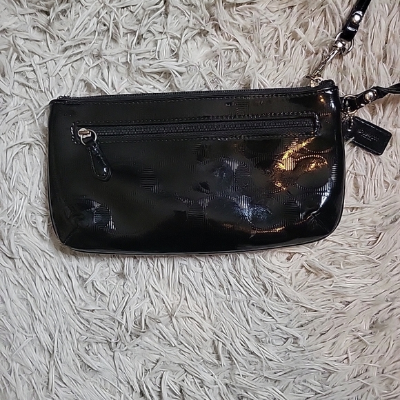 Coach Wristlet Mini Purse Clutch Wrislet Bag Black C Logo Silver Tone Hardware - Picture 12 of 14